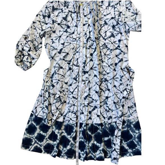 Thakoon x Target Shibori Print Elbow Sleeve Mini Blue White Shirtdress - XS - Picture 8 of 12